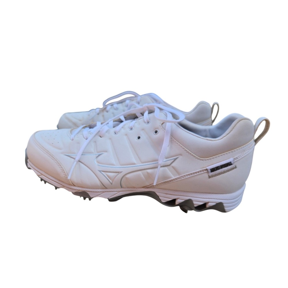 Mizuno Ambition White Silver Metal Baseball Cleats Mens 11.5 Sportswear Athletic